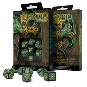 Q Workshop Celtic 3D Revised Dice Set 7pcs (Black/Green)