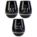 Black Luxe Birthday Stemless Wine Glass