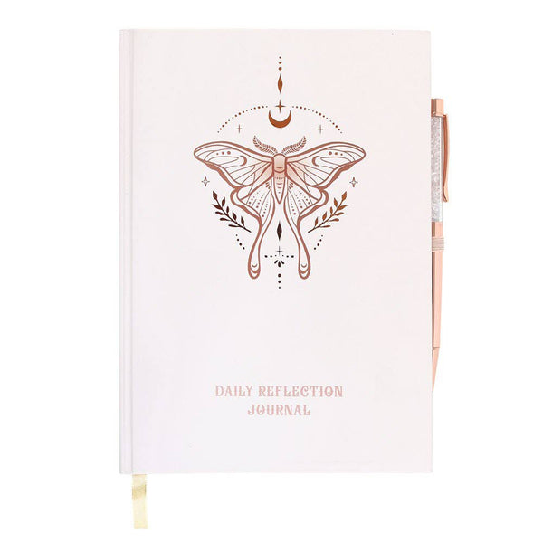 Luna Moth Daily Reflection Journal with Crystal Pen