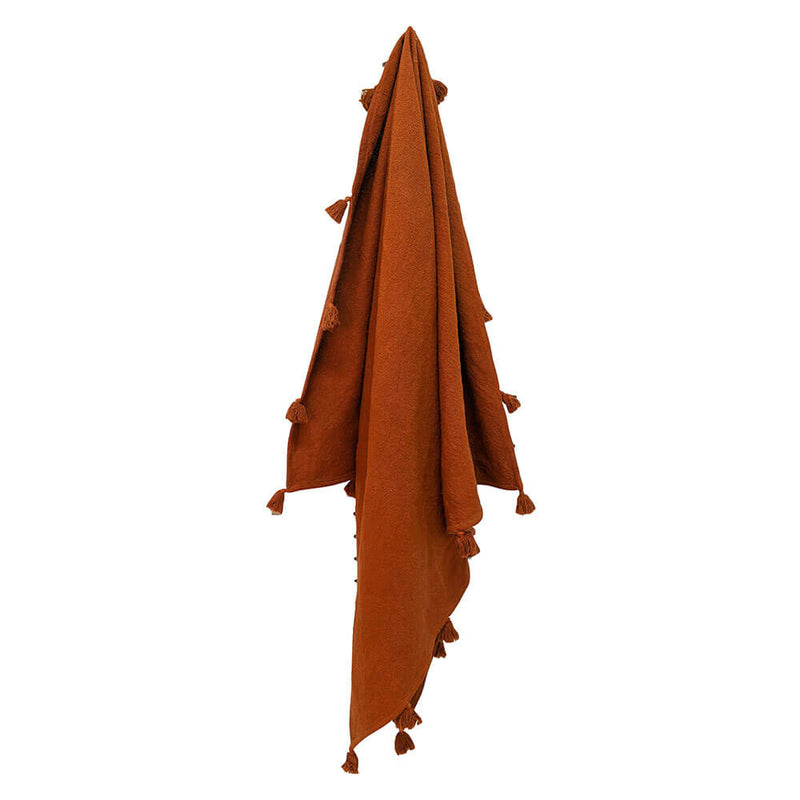 Plaid Nava en coton avec pompons (170x130cm)