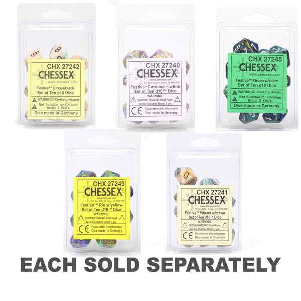 Chessex D10 Polyhedral 10-Die Festive Set