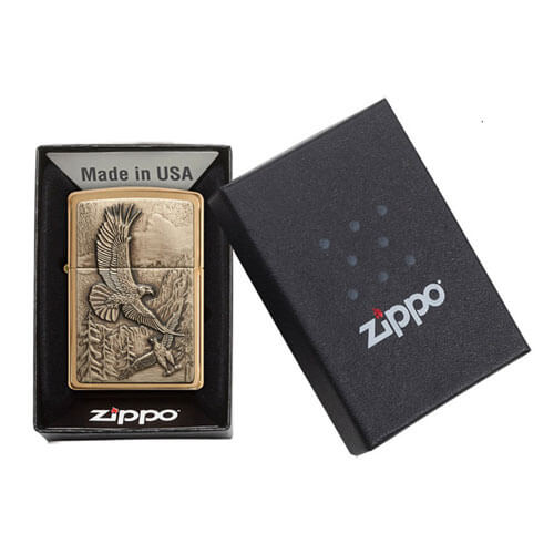 Zippo Brushed Brass Finish Lighter Where Eagles Dare