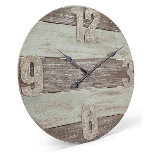 Round Timber Panel Wall Clock (60x60x2.5cm)