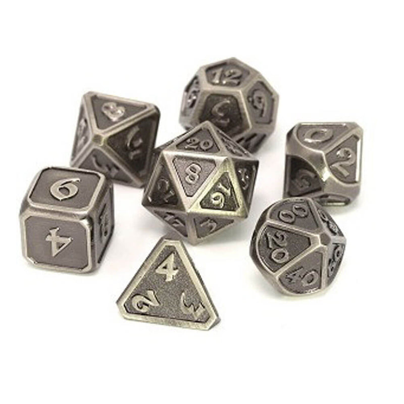 Set de dés en métal Polyhedral Mythica Battleworn