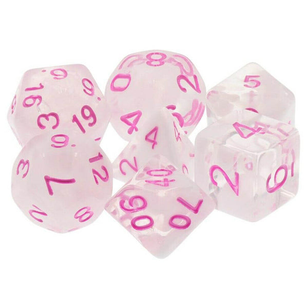 TMG Dice Candied Whispers Milky White with Pink (Set of 7)
