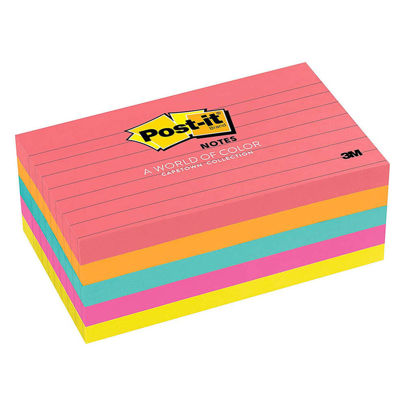 Post-it lignés assortis 73x123mm (5pk)