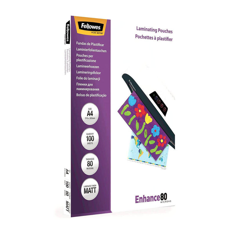 Pochettes de plastification Fellowes 80 microns A4 100pk