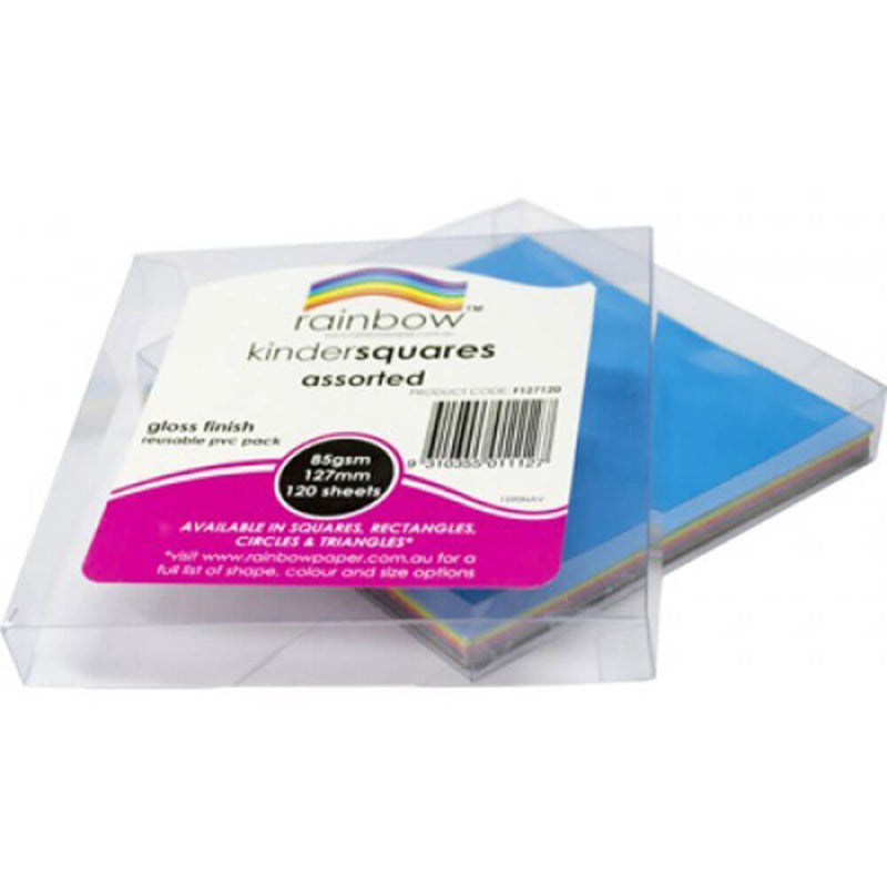 Lot de 120 papiers kraft Kinder Squares arc-en-ciel (brillant)